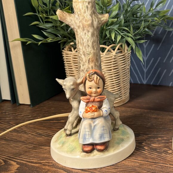 Vintage Hummel Table Lamp TMK-3 Good Friends #228 Tree Trunk Lamp Ceramic 1960's - Picture 3 of 17